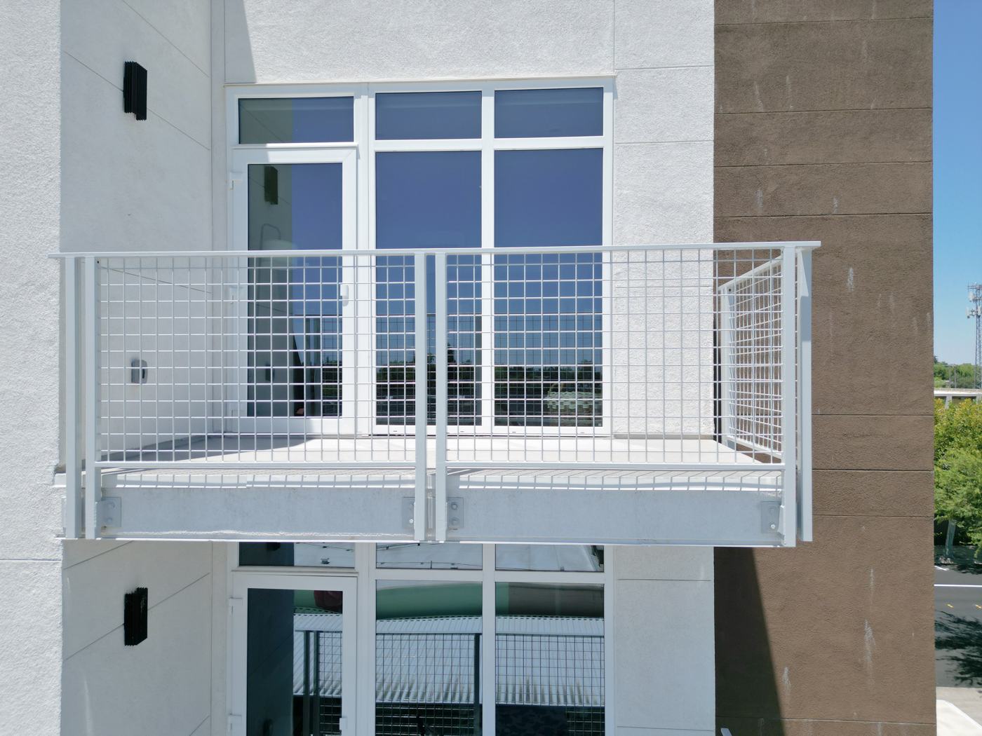 Close-up of a finished steel balcony railing